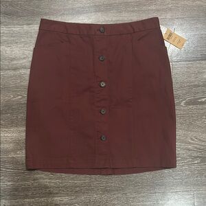 Deluth Trading Co Burgundy Button-Front Skirt Size 8